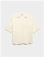 Pure Merino Wool Pointelle Polo Shirt