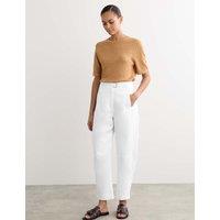 JAEGER Pure Linen Barrel Leg Trousers White