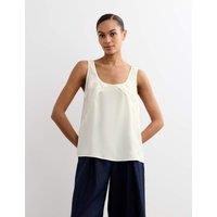 JAEGER Pure Silk Sculpted Detail Shell Top Ivory