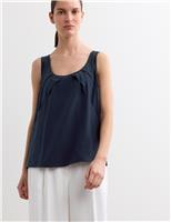 JAEGER Pure Silk Sculpted Detail Shell Top Ivory