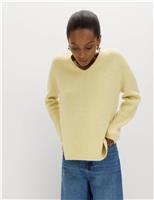 V-Neck Ribbed Jumper With Wool