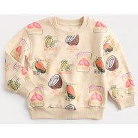 M&S Cotton Rich Tropical Print Sweatshirt (2-8 Yrs) Ecru Mix