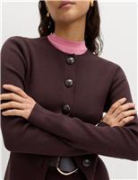 Ribbed Crew Neck Slim Fit Cardigan