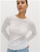 Cotton Blend Lace Textured Top