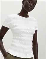 Pure Cotton Smocked Detail Top