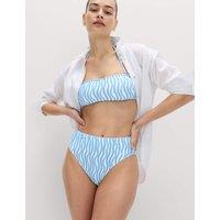 M&S Wave Print High Waist Bikini Bottoms Blue Mix