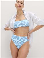 Wave Print High Waist Bikini Bottoms