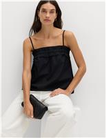 M&S Pure Cotton Ruched Sleeveless Cami Top Black