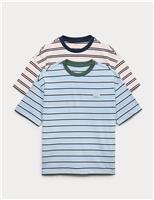 2 Pack Pure Cotton Striped T-Shirts (6-16 Yrs)