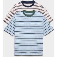 M&S 2 Pack Pure Cotton Striped T-Shirts (6-16 Yrs) Pink Mix