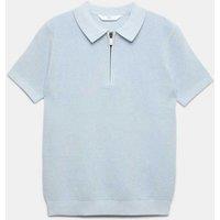 M&S Pure Cotton Waffle Knitted Polo Shirt (6-16 Yrs) Powder Blue