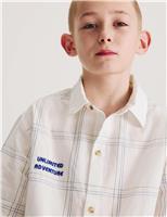 M&S Pure Cotton Textured Check Shirt (6-16 Yrs) Ivory