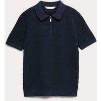 M&S Pure Cotton Knitted Polo Shirt (6-16 Yrs) Navy