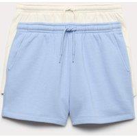M&S 2 Pack Cotton Rich Jogger Shorts (6-16 Yrs) Blue Mix