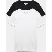 M&S 2 Pack Cotton Rich Ribbed T-Shirts Black/White