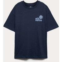 M&S Pure Cotton Graphic Sun T-Shirt (6-16 Yrs) Navy