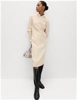 Crew Neck Knitted Dress with Wool