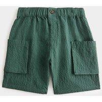 M&S Cotton Rich Seersucker Cargo Shorts (2-8 Yrs) Dark Green