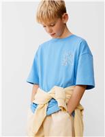 Pure Cotton Embroidered Graphic T-Shirt (6-16 Yrs)