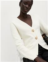 V-Neck Slim Fit Button Front Knitted Jacket