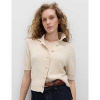 M&S Cotton Rich Textured Cropped Cardigan Natural
