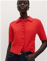 Cotton Rich Textured Cropped Cardigan