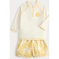 M&S 2 Piece Tropical Print Swim Set (2-8 Yrs) Yellow Mix