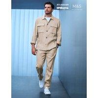 Autograph Performance Linen Blend Trousers Stone