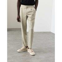 Autograph Performance Linen Blend Trousers Dark Olive