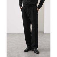 Autograph Relaxed Fit Cotton Linen Blend Trousers Black