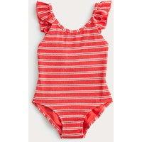 M&S Striped Frill Swimsuit (2-8 Yrs) Red