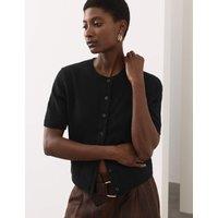 Autograph Pure Cashmere Crew Neck Cropped Cardigan Black