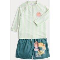 M&S 2 Piece Fruit Graphic Swim Outfit (2-8 Yrs) Green Mix