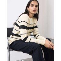 Autograph Pure Cashmere Striped Crew Neck Jumper Light Cream