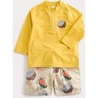M&S 2 Piece Coconut Graphic Swim Set (2-8 Yrs) Yellow Mix