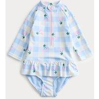M&S Gingham Swimsuit (2-8 Yrs) Blue