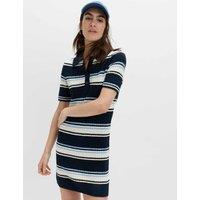 M&S Cotton Rich Striped Knitted Mini Dress Navy Mix