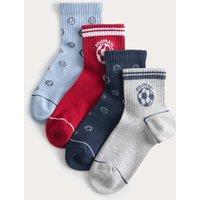 M&S 4 Pack Football Graphic Cotton Rich Socks (6 Small - 7 Large) Multi