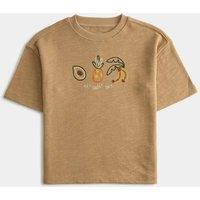 M&S Pure Cotton Textured Embroidered T-Shirt (2-8 Yrs) Brown