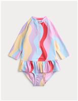 Wave Print Swimsuit (2-8 Yrs)