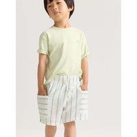 M&S Linen Blend Cargo Shorts (2-8 Yrs) Ecru Mix