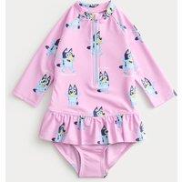 M&S Bluey Long Sleeve Swimsuit (2-8 Yrs) Soft Magenta