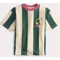 M&S Pure Cotton Striped Graphic T-Shirt (2-8 Yrs) Dark Green Mix