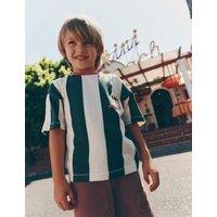 M&S Pure Cotton Striped Graphic T-Shirt (2-8 Yrs) Dark Green Mix