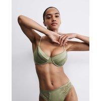 Rosie Silk & Lace Wired Scoop Demi Cup Bra A-E Olive