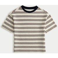 M&S Cotton Rich Knitted Striped T-Shirt (2-8 Yrs) Brown Mix
