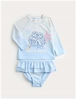 M&S 2pc Disney Frozen Long Sleeve Swimsuit (2-8 Yrs) Blue
