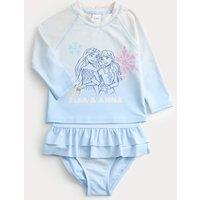 M&S 2pc Disney Frozen Long Sleeve Swimsuit (2-8 Yrs) Blue