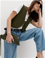 Tie Front Slim Fit Cropped Knitted Waistcoat