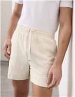 Autograph Cotton Rich Jacquard Towelling Shorts Dark Petrol